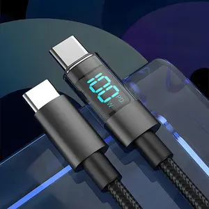100W Type-C to Type-C Digital Display Fast Charging Data Cable, Nylon Braided Cable, Mobile Phone Accessories for iPhone 15 Pro Max Samsung S22 S21 Ultra, Super Fast Charging