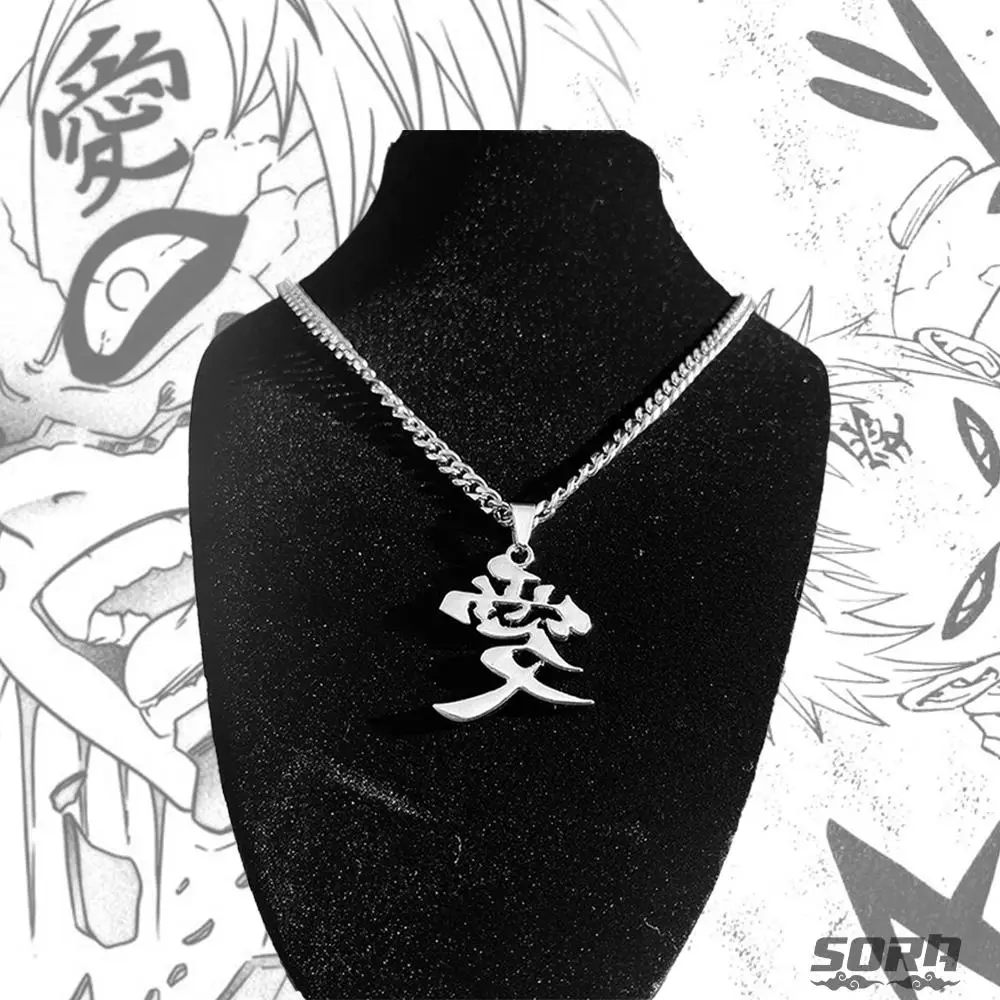 SORA Anime Kanji Chain Stainless Steel Gaara Demon Slayer Japanese Streetwear Jewelry - Love Symbol Necklace for Naruto Fans