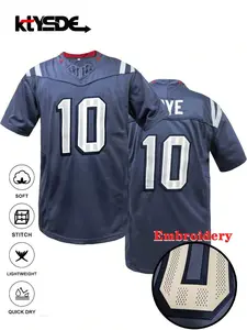 Men's #10 Grey American Football Jersey, New England Classic Embroidered Jersey, V-Neck Loose Short Sleeve Sports Football Shirt, Suitable For Casual Daily Wear, Match Training And Street Hip-Hop Style, Valentine's Day Gift, Unisex