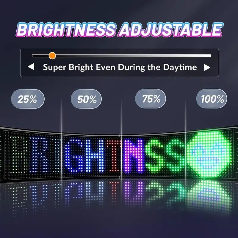 LARGE SIZE Scrolling Huge Bright Advertising LED Light Signs，Flexible USB 5V LED Store Sign， Bluetooth App Control，Custom Text Pattern Animation Programmable Display，for Store Car Bar Hotel，3 sizes