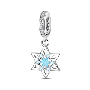 925 Sterling Silver Charm Blue Ice Energy Dangle Charm For Bracelet DIY