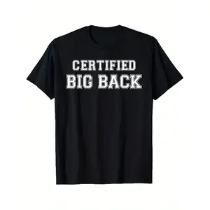 Men'S Plus Size Big Back Graphic T-Shirt - Black Crew Neck Short Sleeve Tee with Bold White Lettering, All-Season Comfort, Machine Washable, Durable & Breathable Fabric, Casual & Outdoor Wear, Humorous Body Positive Slogan Shirt for Everyday Confide