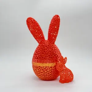 3D Printed Easter Bunny Egg Decoration, Includes Rabbit Model, Perfect for Desktop Decor, Ideal for Easter Home Décor