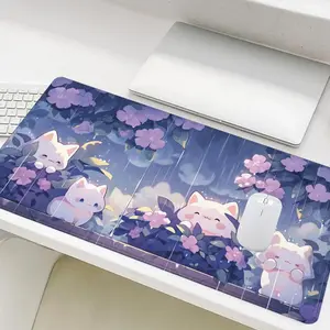 Cute Cat Pattern Mouse Pad, Anime Mousepad, Rectangle Gaming Mouse Pad, Non-Slip Mousepad, Office Desk Keyboard Mouse Mat for Home Office Game