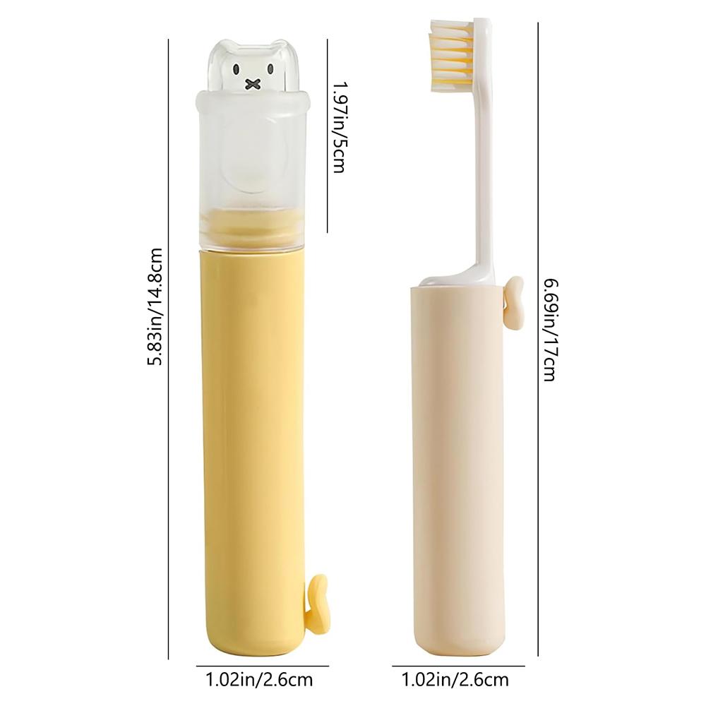 1pcs Foldable Toothbrush Compact Portable Travel Kit with Toothpaste Container 2 Replaceable Soft Bristle Heads for Adults Camping Vacation Business Travel