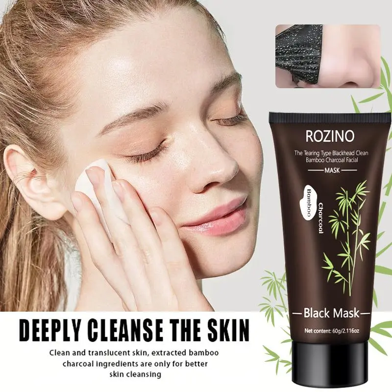 [2 Pack] ROZINO Bamboo Charcoal Facial Mask 60g – Deep Cleansing Face Mask for Blackheads, Pore Care, Exfoliation & Moisturizing Skincare