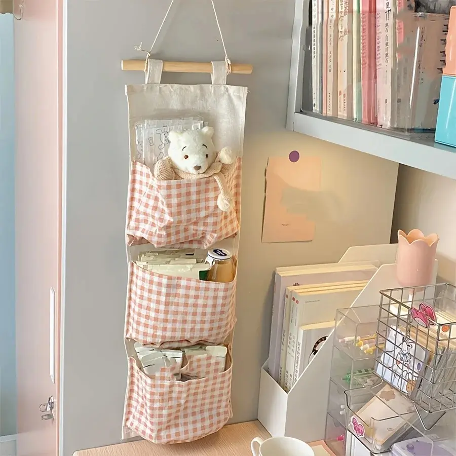 Canvas Wall Hanging Storage Organizer with Pockets for Bedroom Nursery & Home