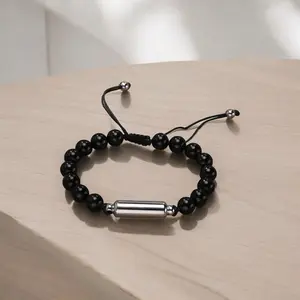 UNSN Bracelets - Silver Toned Chain with Unique Cylinder High Fashion Design & Mini Ear Spun Bracelet Gifts Water Resistant Unisex Accessory
