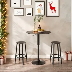 HOOBRO Height-Adjustable Round Bar Table 27-35.4 Inches(ONLY TABLE), Cocktail Table with Sturdy Base, Modern Style Pub Table, Easy to Assemble, Suitable for Small Space, Black#SpringSale #BigSpringSale