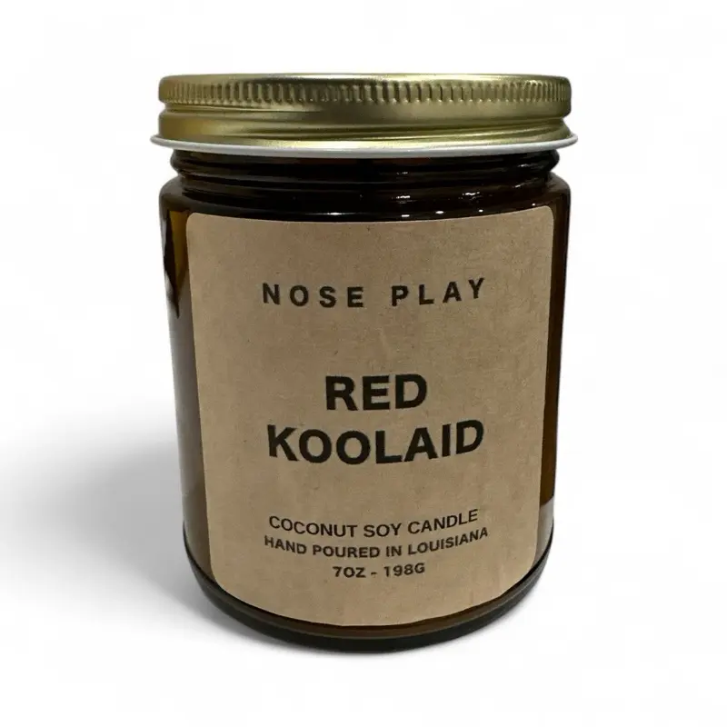 Nose Play Red Koolaid Fruity Scented Coconut Soy 9oz Hand Poured in Louisiana Candle 7oz 198g