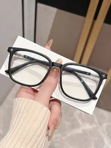 Fashion Square Blue Light Blocking Glasses, Unisex Lightweight Simple Cool Design, Daily Casual Plain Eyeglasses, Trendy and Comfortable, Lightweight Durable Glasses
