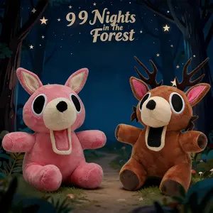 99 Nights Forest" Deer Plush Toy Set, Soft stuffed, Stuffed Animal, Creepy Halloween Game Peripheral - Popular "99 Nights Forest" character plush toys, suitable for game enthusiasts, decoration, Gift for Game Enthusiasts and Fans