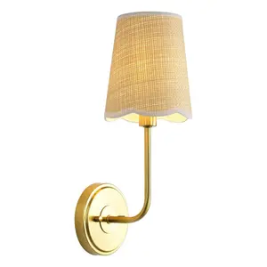 Lila Traditional Coastal Scalloped Fabric Shade/Metal LED Vanity Light