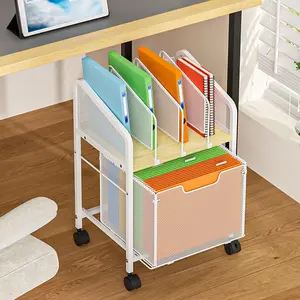 Rolling File Cabinet with Adjustable Dividers, Mobile Filing Cabinet with Storage Drawer on Lockable Wheels, Hanging File Organizer Beside Under Desk for Office, Home, White (Patent Pending)