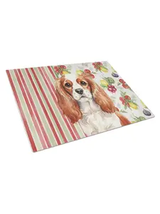 Carolines Treasures WDK8235LCB Colorful Stylish Printed Kitchen Chopping Board, 11.25 x 15.25 in., Blenheim English Toy Spaniel & Vegetables Design Glass Board