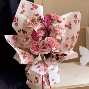 20 Sheets Waterproof Flower Wrapping Paper, Spring Floral DIY Material, Bouquet Packaging Gift Decoration Universal Use 35cmx50cm, Vibrant Floral Print, Gift Idea