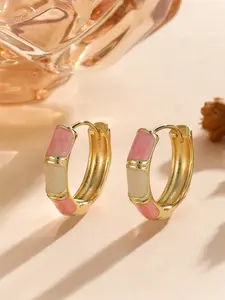 Women's Elegant Enamel Bamboo Shape Copper Earrings, All Season Jewelry, Charming Ear Cuff Design, Perfect Gift Idea, Versatile Earrings