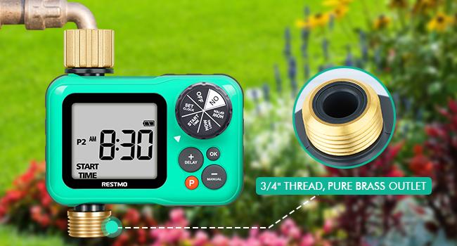 RESTMO Sprinkler Timer with Brass Inlet & Outlet, 3 Separate Programs Hose Timer, Programmable Water Timer for Garden Hose, Manual | Rain Delay | Automatic Watering System for Drip Irrigation and Lawn RESTMO Sprinkler Timer with Brass Inlet & Outlet, 3 Separate Programs Hose Timer, Programmable Water Timer for Garden Hose, Manual | Rain Delay | Automatic Watering System for Drip Irrigation and Lawn