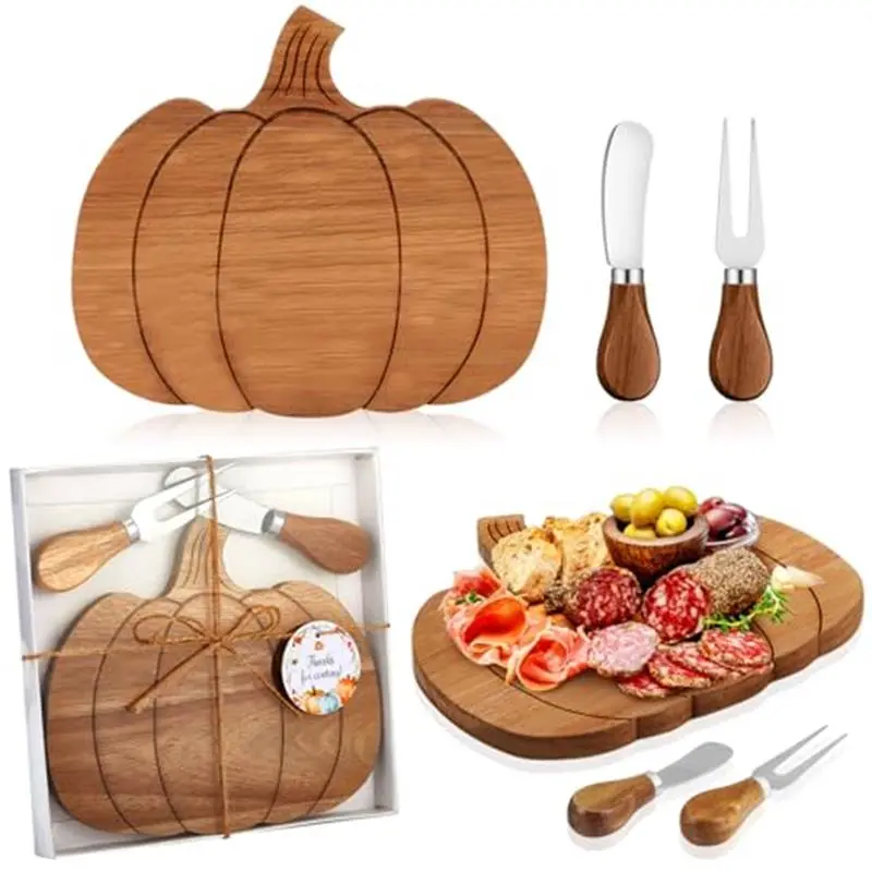 2 Sets Fall Pumpkin Charcuterie Boards, Mini Cheese Board Gifts Thanksgiving Party Favors, Serving Tray with Cheese Meat Appetizers, Kitchen Decoration, Autumn Hostess Gift, Gatherings