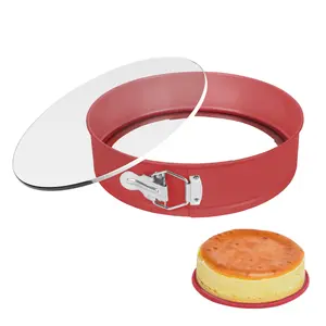 10 Inch Springform Pan, Nonstick Cake Pan, Carbon Steel Spring Pans with Glass Removable Bottom, Spring Form Baking Cake Pan Non Toxic Bakeware Silicone Cake Pan