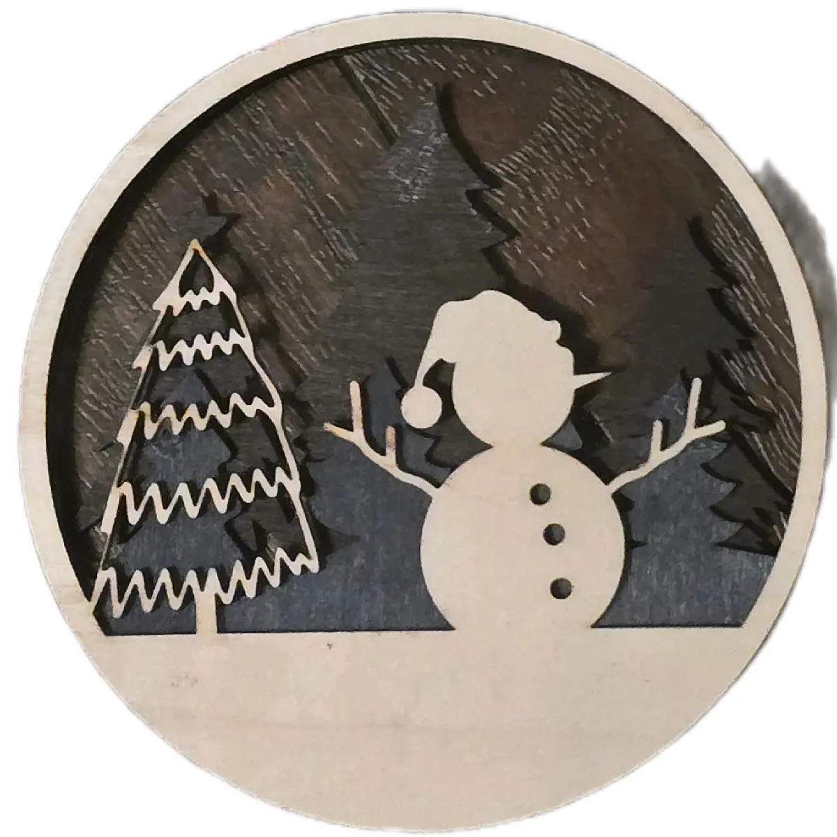 Customizable 3-Layered Dimensional Rustic Wooden Christmas Tree Ornament Traditional Decor Decoration