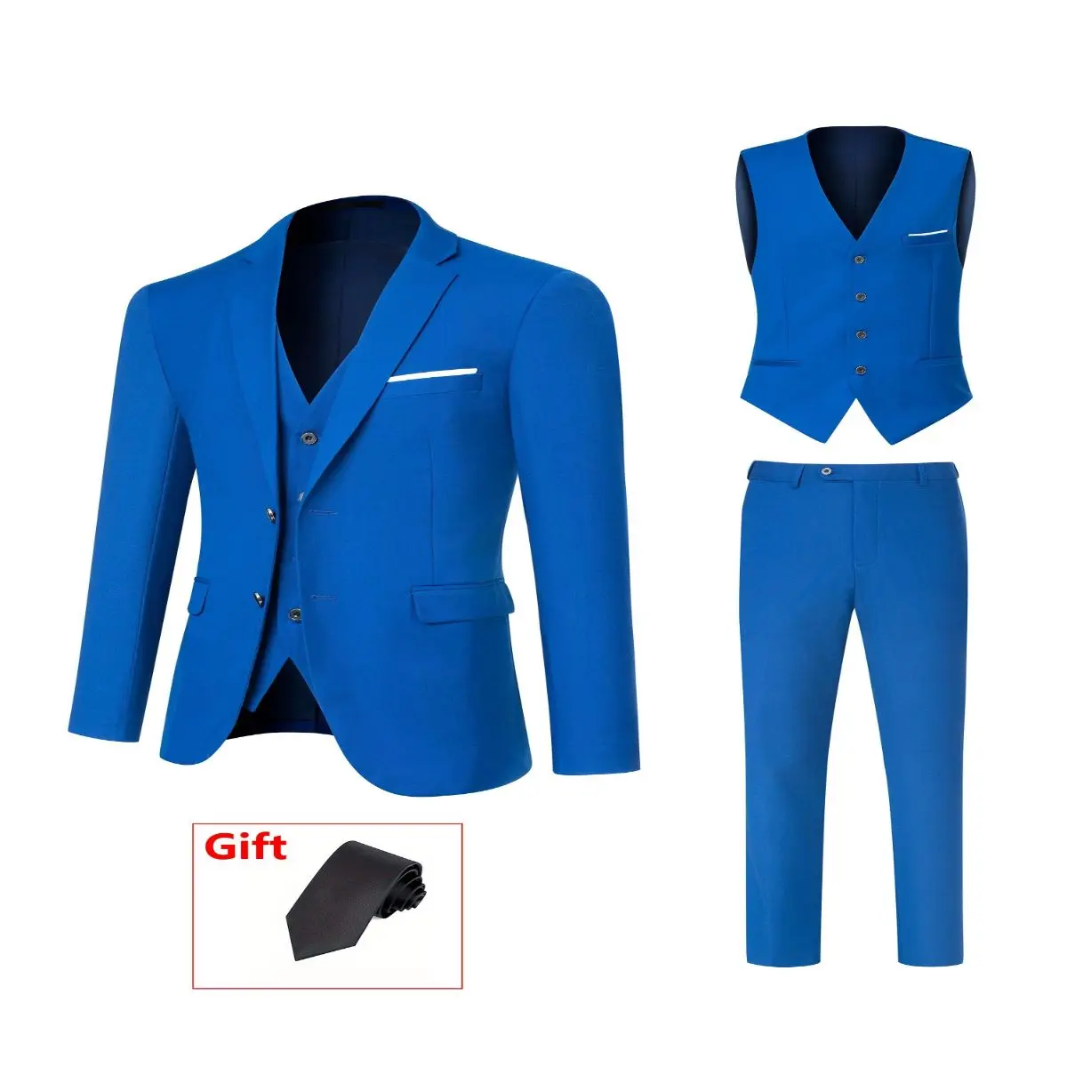 4pcs Luxury Classic Mens Solid Dress Suit Set - Lapel Jacket, Vest, And Trousers, Regular Fit, Long Sleeve, Conventional Contour, Perfect for Wedding Banquet, Business Meetings High-Quality Fabric, Comfortable Wear, Stylish Design tuxedo baggy  prom