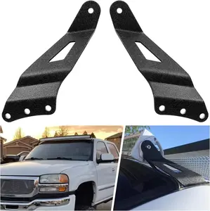 Nilight 90030B 2PCS 50” Curved LED Light Bar Bracket at Upper Windshield Roof Cab for 99-06 Chevy Silverado Suburban Avalanche Tahoe & GMC Yukon Sierra, 2 Years Warranty,Black