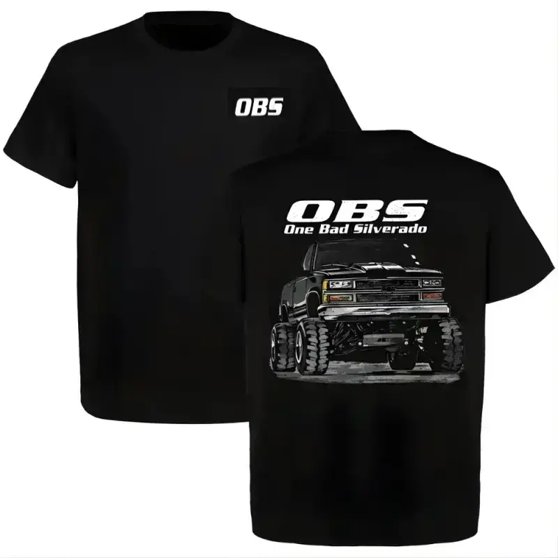 [Graphic Tee]  Chevrolet OBS Silverado One Bad Silverado Graphic T-Shirt, Lifted Truck Vintage Tee, Classic Chevy Pickup Streetwear Shirt, 4x4 Off Road Automotive Graphic Top, Truck Lover Gift, Retro Garage Style Short Sleeve Crewneck, Car Enthusiast
