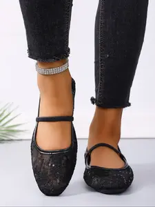 Women's Lace Ballet Flats, Elegant Fashion Low-Top Shoes, Comfortable Daily Wear Footwear, Stylish Ladies' Casual Sneakers