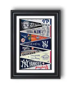 New York Yankees “Home of Baseball Vintage Pennants Collection Wall Art Print