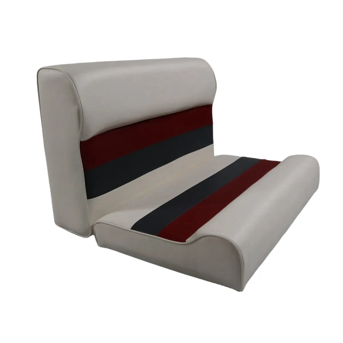 Horizon 3000-AAEC 28x24 in. Premium Contoured Marine Pontoon Boat Bench Seat Cushion Set, White-Red-Charcoal, Durable, Fade-Resistant, Scratch-Resistant, High-Compression Foam Support, All-Seasons Cushioned Outdoor Pads
