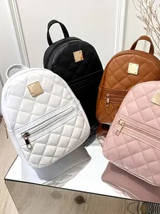 Cute Mini Diamond Stitched Fashion Durable Backpack, Large Capacity, Adjustable Straps, Buckle, Casual Shoulder Bag for Teens & Adults
