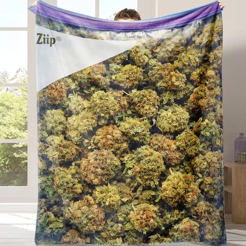Dank Weed Theme Blanket，Soft Warm Cozy Lightweight Decorative Blanket for Home, Office, Car, Sofa Bed Nap Travel, Unique Holiday Birthday Gift for Plant Art Enthusiasts