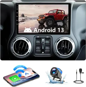 10 Inch Android 13 Car Radio Stereo Compatible with Jeep Wrangler (2007-2018), JK, Compass, Grand Cherokee. Wireless CarPlay & Android Auto, Touchscreen, 2+64GB. WiFi/BT/GPS/FM/Backup Camera/SWC