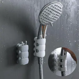3 Counts Shower Head Suction Holder,Random color Wall Mounted Silicone Fixed Seat, Bathroom Accessories, Home Organizer for Bathroom