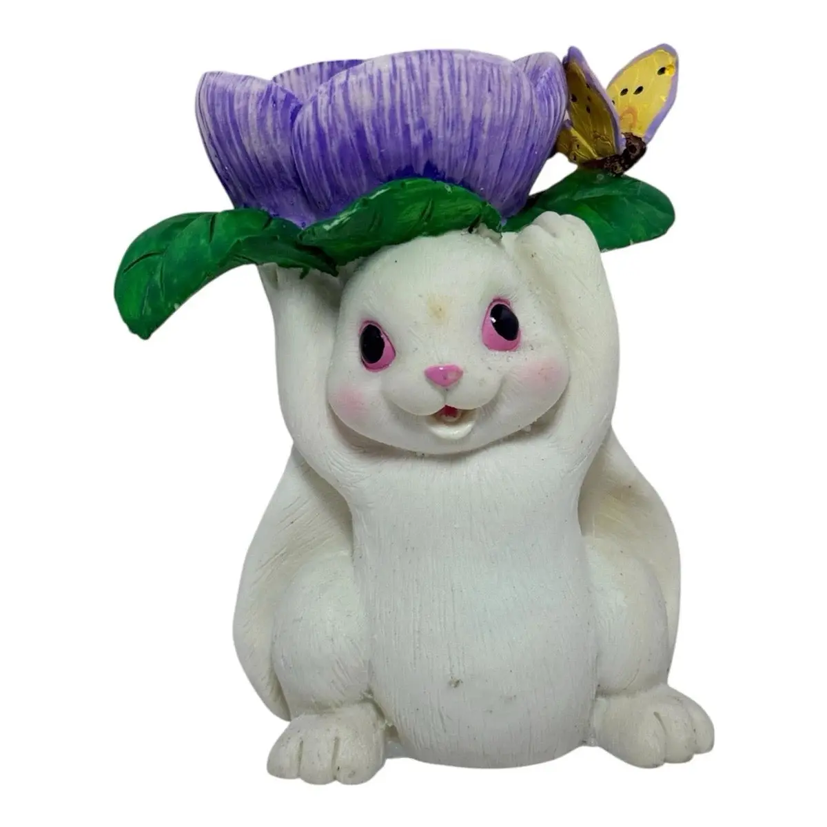 Ceramic Figurine, Cracker Barrel Easter Bunny Egg Holder With Purple Flower