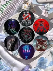 Stranger Things Brooch Set, Round, Perfect for Bag and Clothing Accessories, Fashion Accessory to Elevate Daily Wear's Aesthetic, Ideal Creative Gifts. Suitable as Birthday Presents or Holiday Matching Accessories