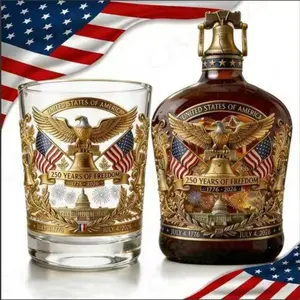 Premium America Whiskey Decanter & Glass Set, Liquor Decanter Set, Level Up Your 250th Anniversary Celebration, Elegant Drinkware Gift