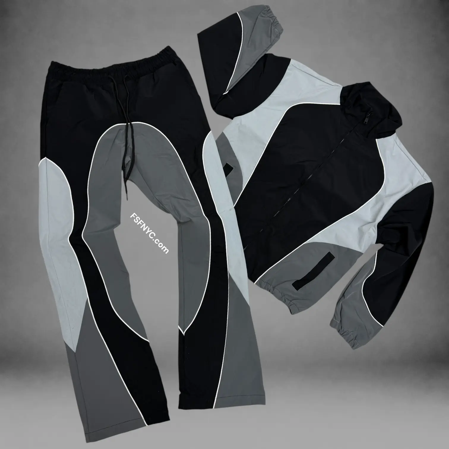 Baruda - Color Block Windbreaker Set - Grey - 803