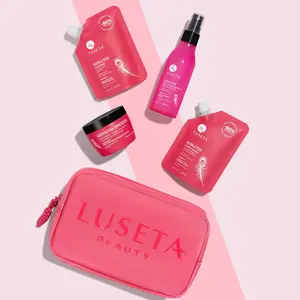 Luseta Keratin Jet-Set Hair Smooth Kit with Shampoo Conditioner Hair Mask and Heat Protectant Spray