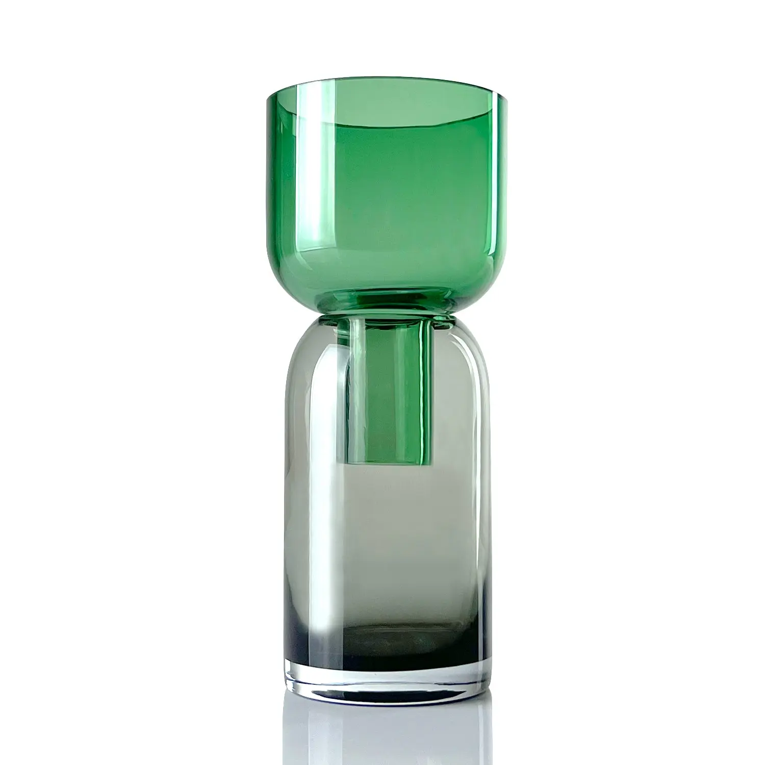 Flip Vase Small Gray and Green - Vase - Reversible - Borosilicate Glass - Dual Sided - Floral