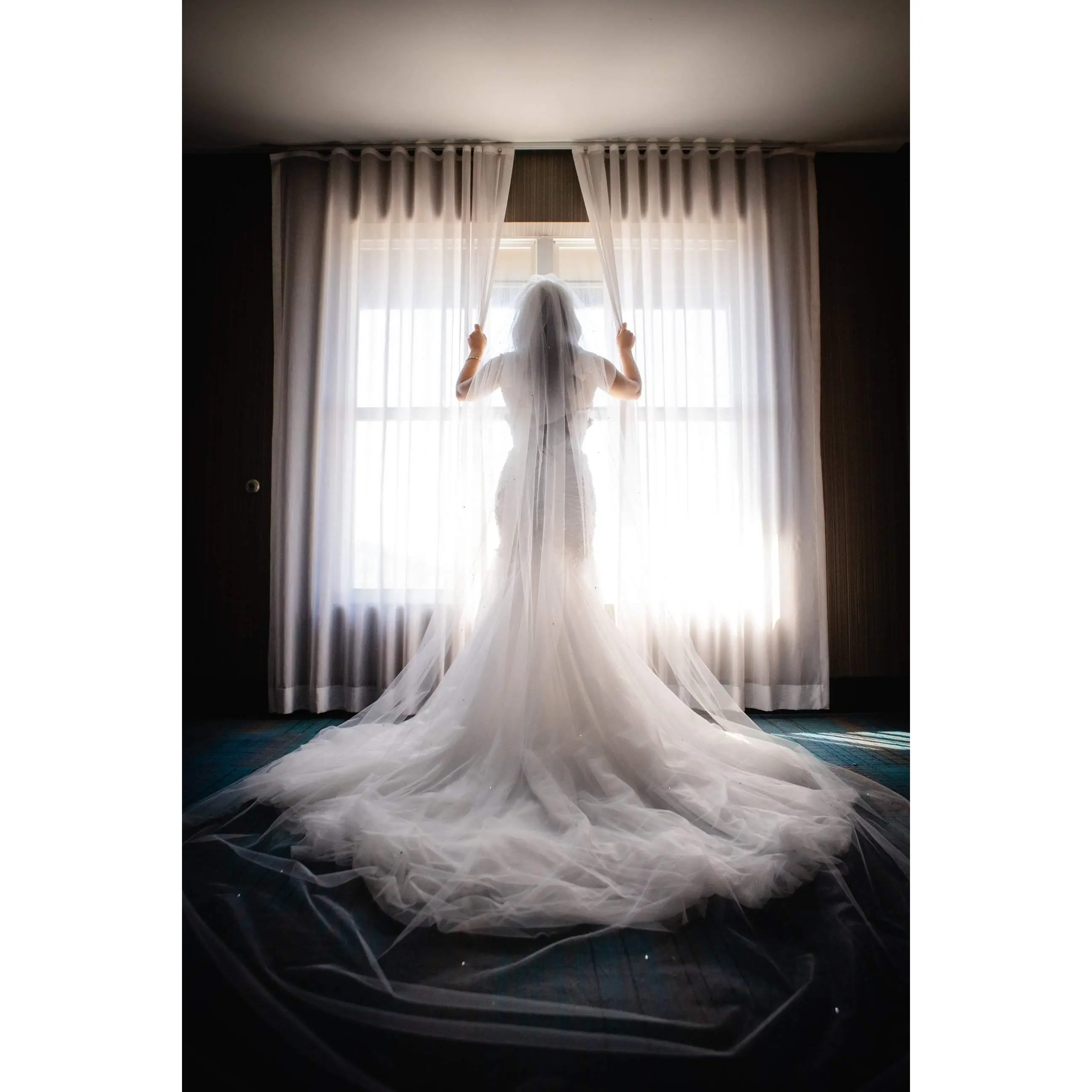 Cathedral Length Wedding Veil with Scattered Rhinestone Crystals
