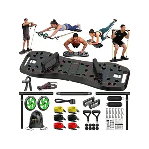 Hot selling styles  LALAHIGH Portable Home Gym System Large Compact Push Up Board Pilates Bar 20 Fiess Accessories with Resistance Bands Ab Roller Wheel Full Body Workout Men and Women Gift for Boyfriend Black Outdoor agility training