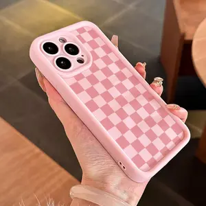 Checkerboard Pattern Phone Case, Shockproof Phone Protective Cover, Camera Lens Protector, Phone Accessory Compatible with iPhone XR 11 12 13 14 15 16 Series, Casing