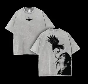Uchiha - Naruto Anime Double Printed Vintage Washed Tee Unisex Oversize Anime Manga Washed Heavyweight Cotton T-shirt, Gift For Anime Fan, Anime Lover