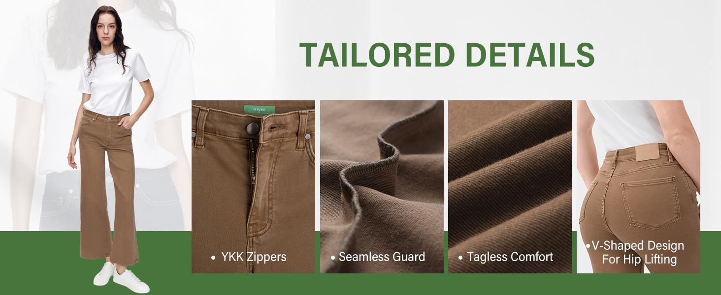 Women's High Waist Stretch Baggy Jeans, Minimalist Wide Leg for Women Distressed Basic Pants, Trendy Multi-Pocket Fitted Denim Trousers, Casual Comfy Denim Jean Womenswear Bottom