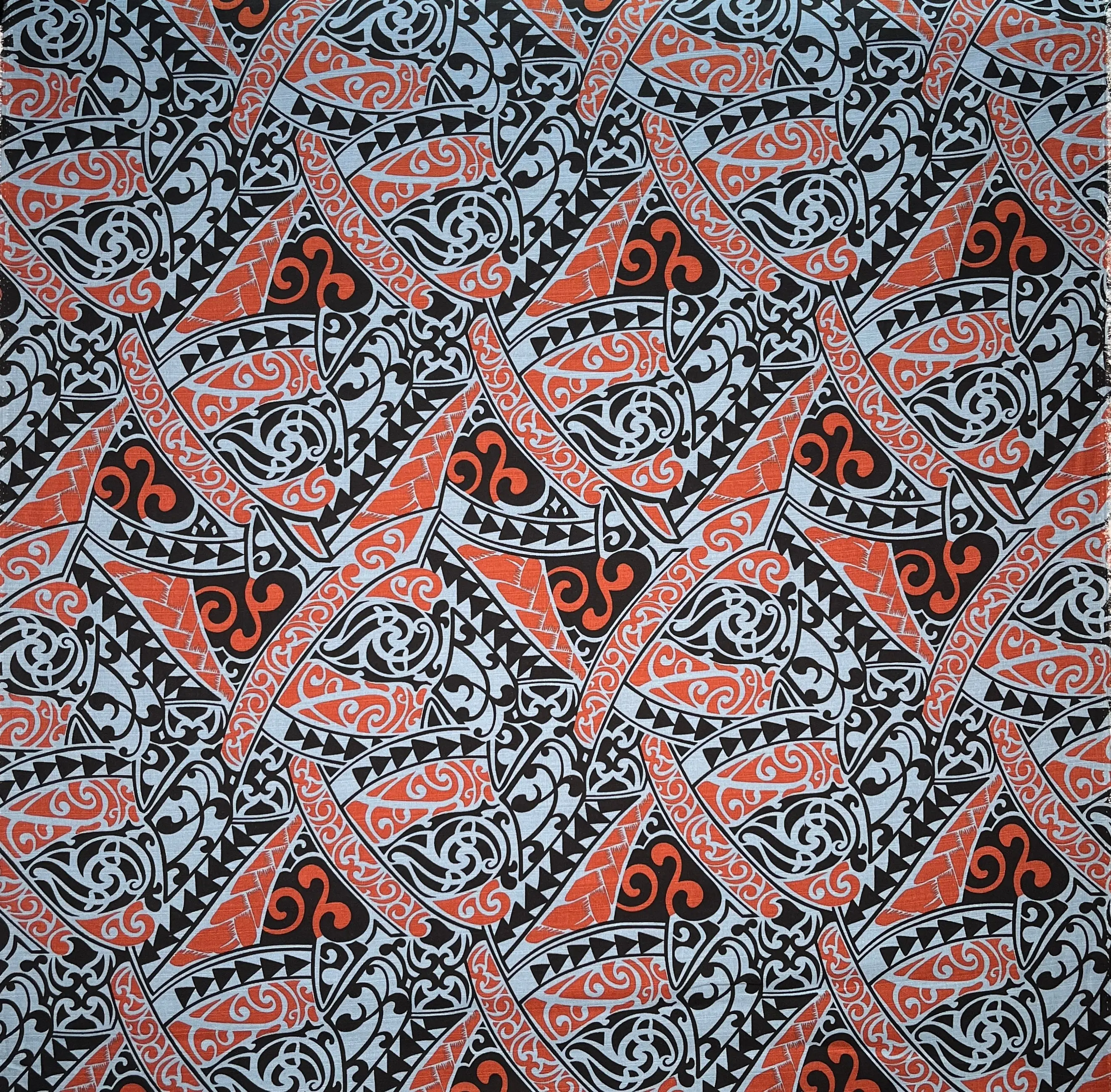 Lightweight Cotton Polynesian Tribal Look Triangle Print Barkcloth Fabric, Bar-Cloth Weave, 45x36 In Tropical Island-Inspired Sewing Supply for Craft Projects, All Seasons, Great For Craft Projects, Yard Cut