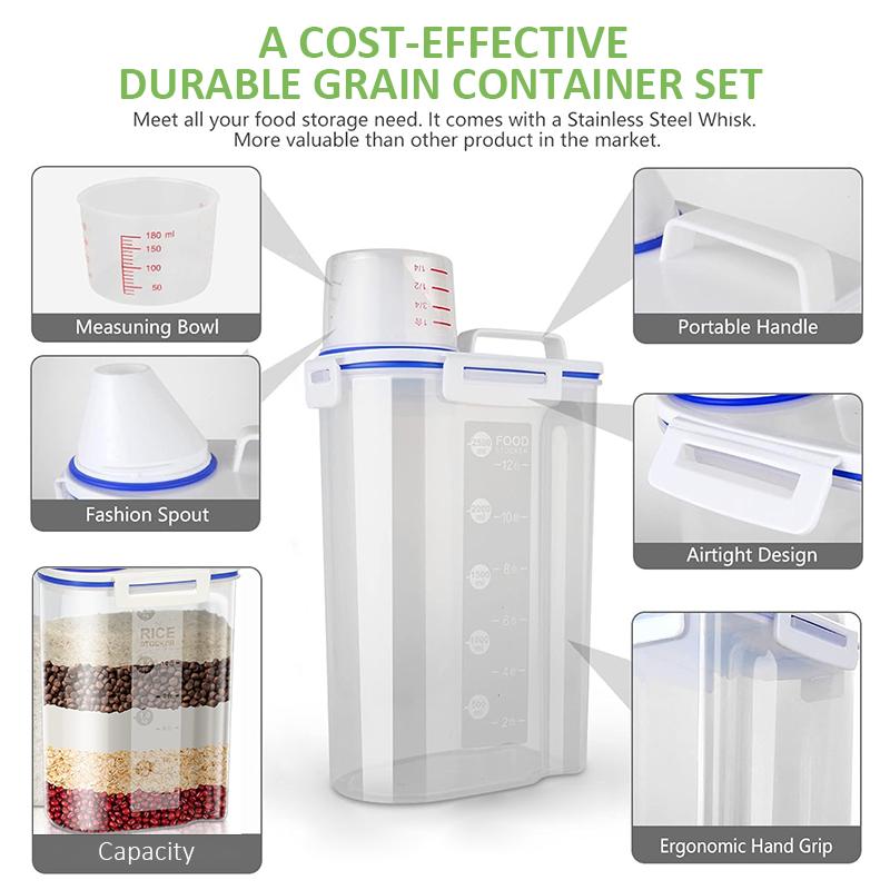 Mothers Day Gift Thickened Rice Bucket Household Food Storage Jars Airtight Moisture Proof Grain Containers Cereal Boxes Food Grade Plastic for Kitchen Pantry Organization