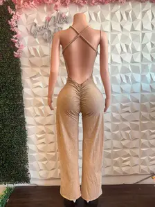 Cross-Back Ribbed Contour Jumpsuit