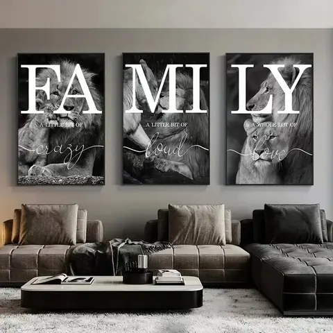 3pcs Lion Art Wall Mural, High-Definition Animal Print Design Canvas Poster, Decorative Artwork, Unframed Living Room Decorations & Bedroom Decor, Home Decoration, Modern Home Decor